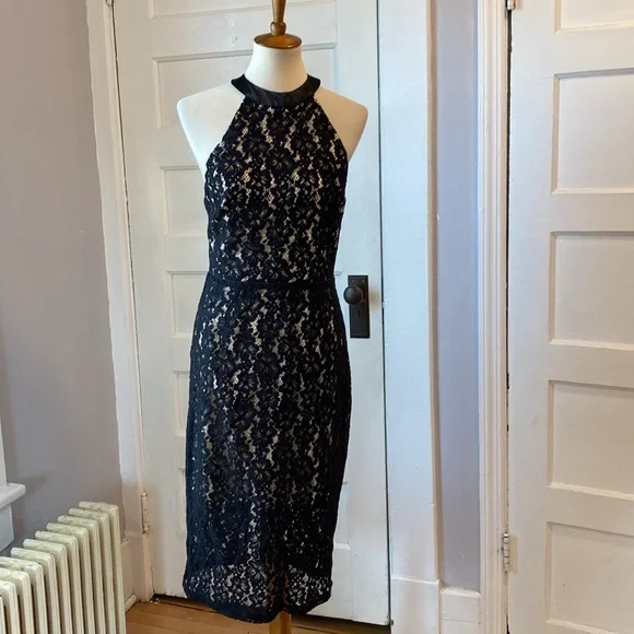 NWT A.B.S. Collection Black Lace Halter Dress, Size 10 - Picture 4 of 17